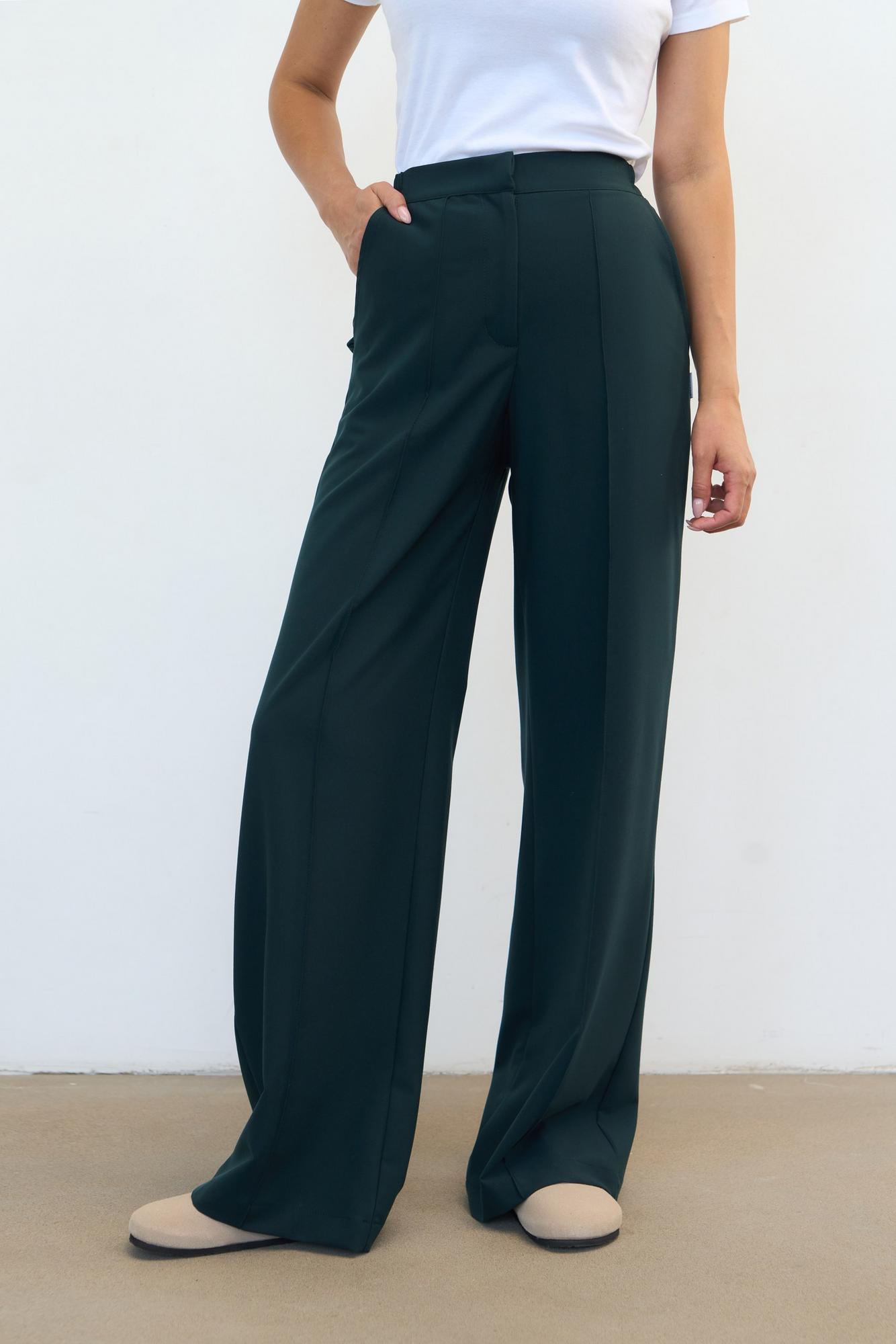Классические брюки со стрелками изумрудные KL 309