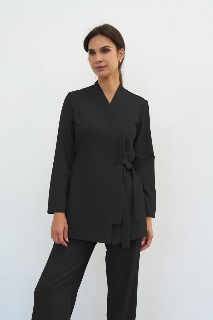 Блуза-кимоно с длинным рукавом черная KL 228