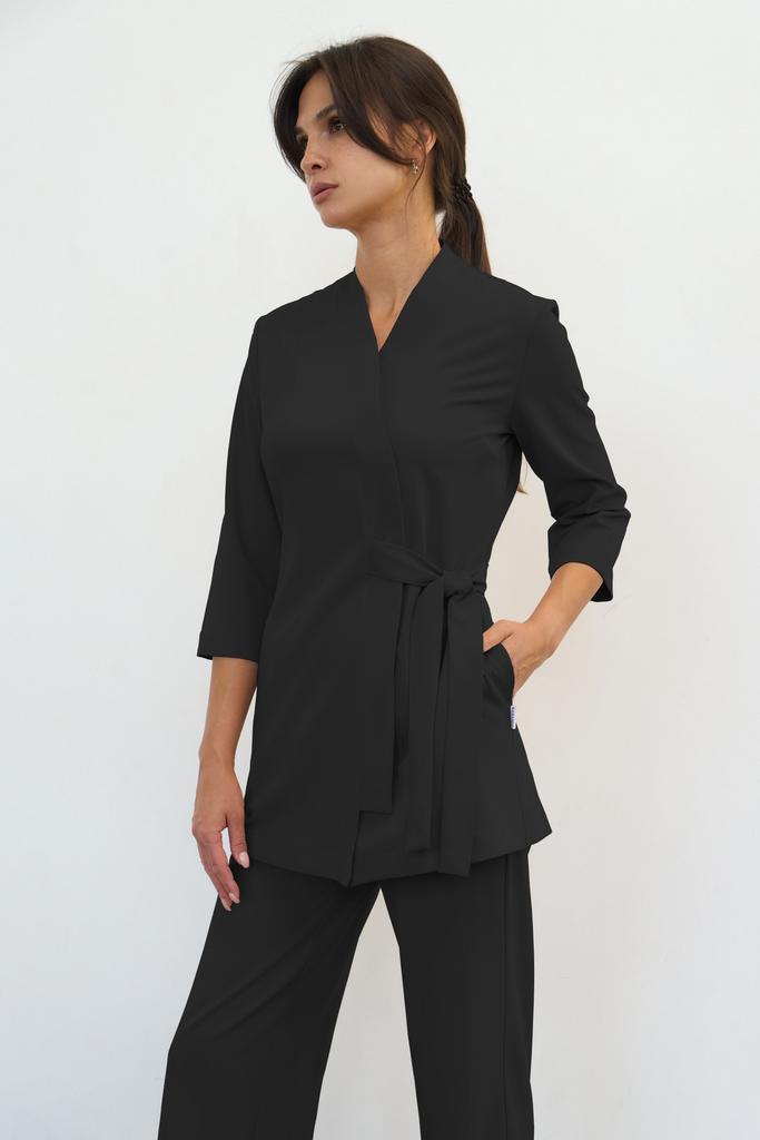 Блуза-кимоно с рукавом 3/4 черная KL 218