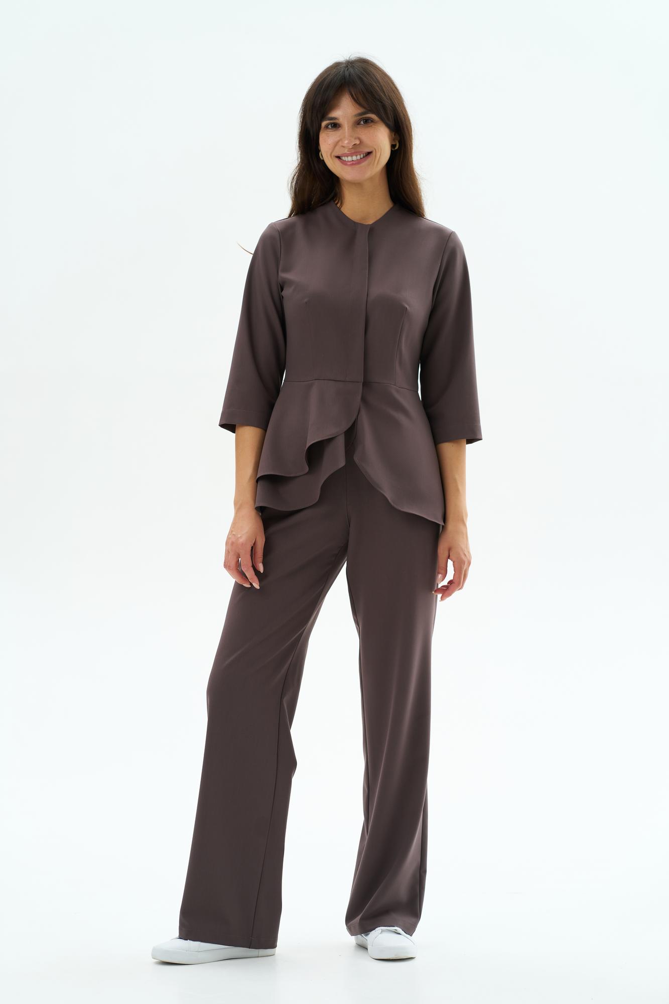 Прямые брюки на поясе какао KL 311