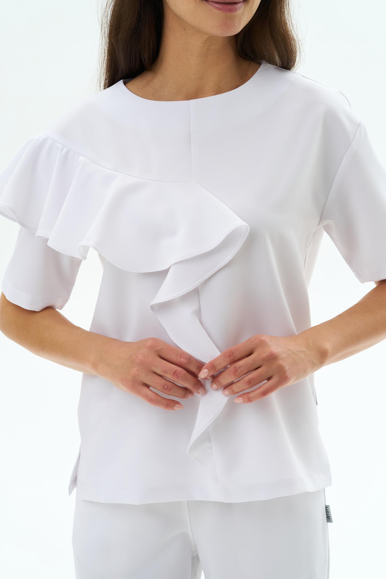 Хирургическая блуза с воланом белая KL 219