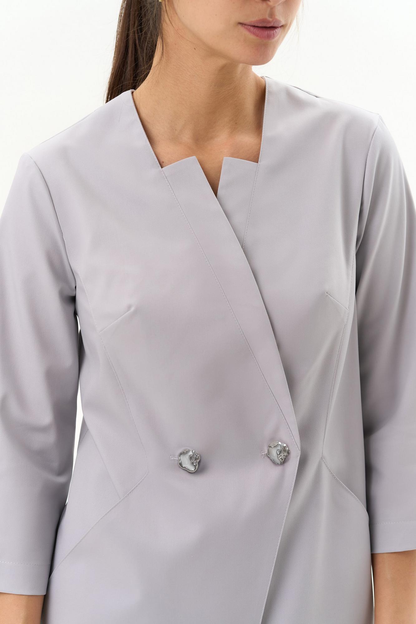 Удлиненный жакет жемчужно-серый KL 220