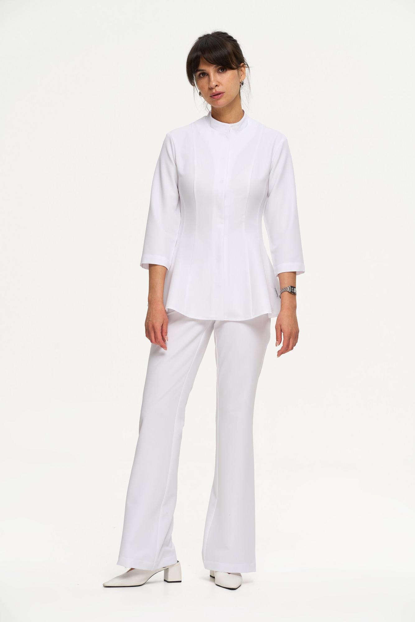 Блуза с баской с рукавом 3/4 белая KL 229