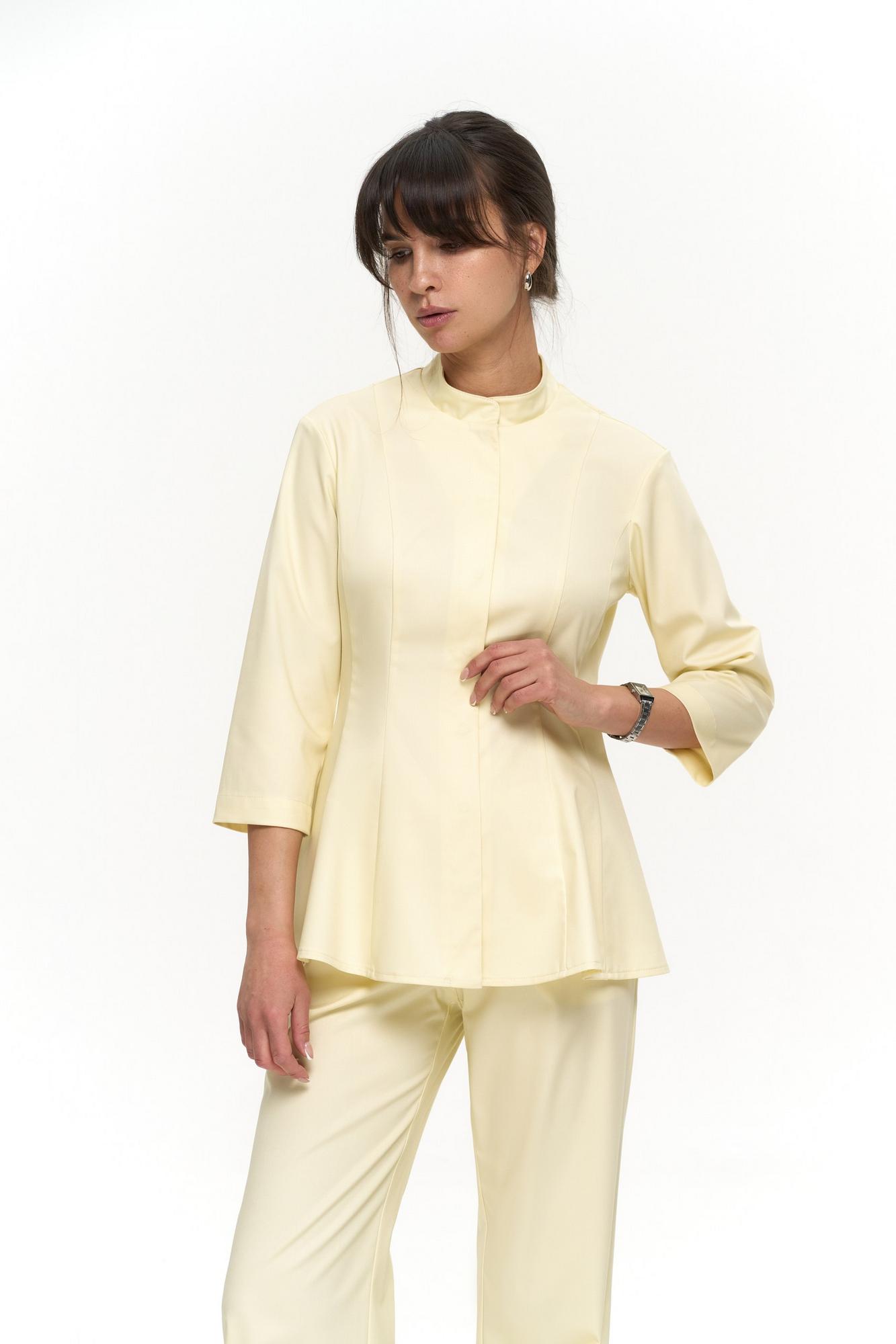 Блуза с баской с рукавом 3/4 лимонная KL 229