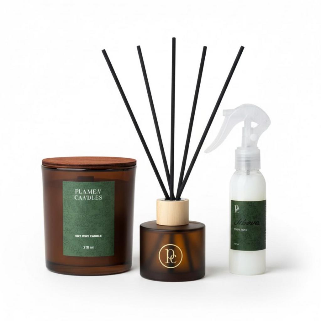 Подарочный набор | Сет М (свеча 210 мл + диффузор 100 мл + интерьерный спрей 100 мл)
