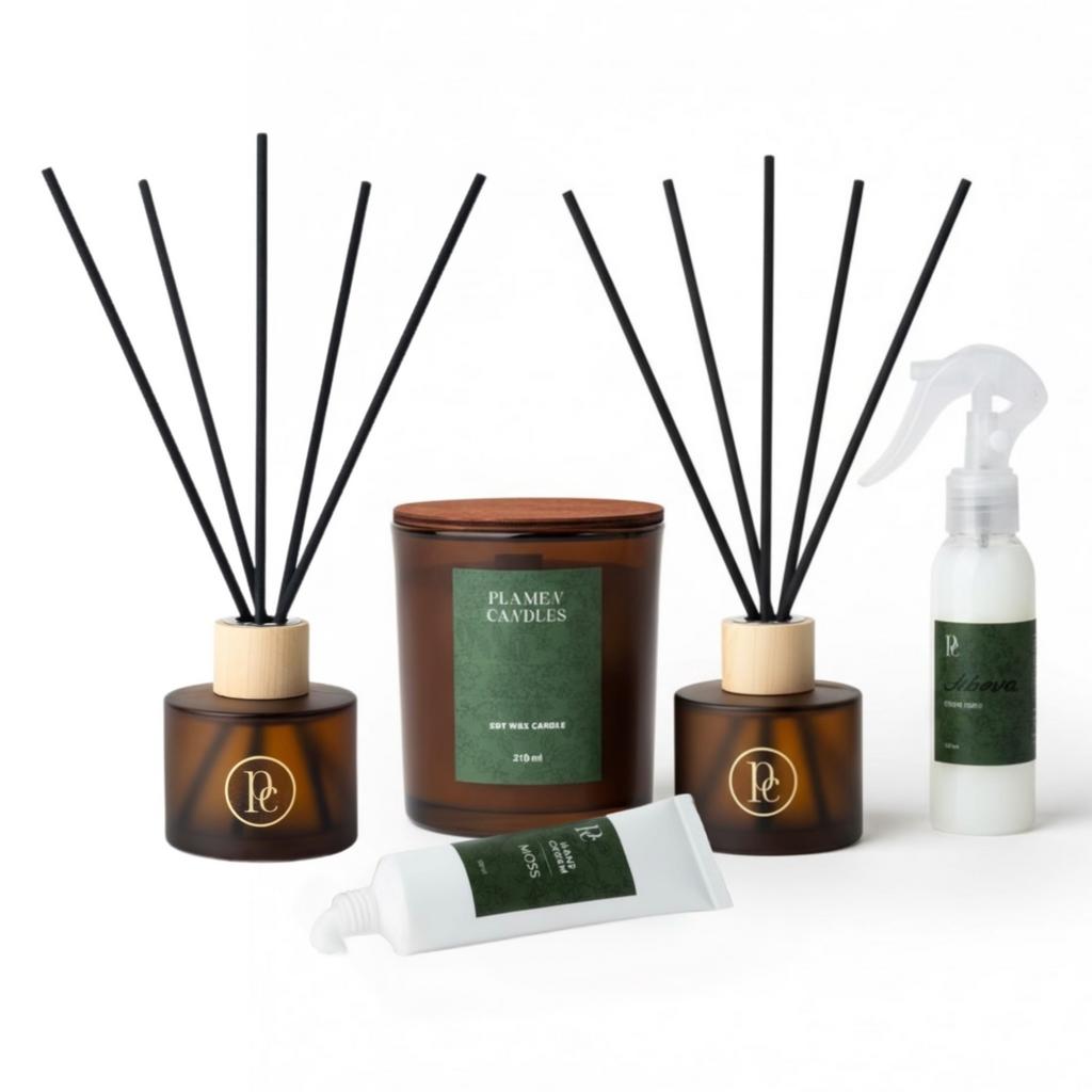 Подарочный набор | Сет L (свеча 210 мл + 2 диффузора 100 мл + интерьерный спрей 100 мл + крем для рук 50 мл)