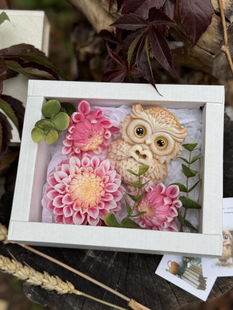 Набор Совушка в розовых георгинах