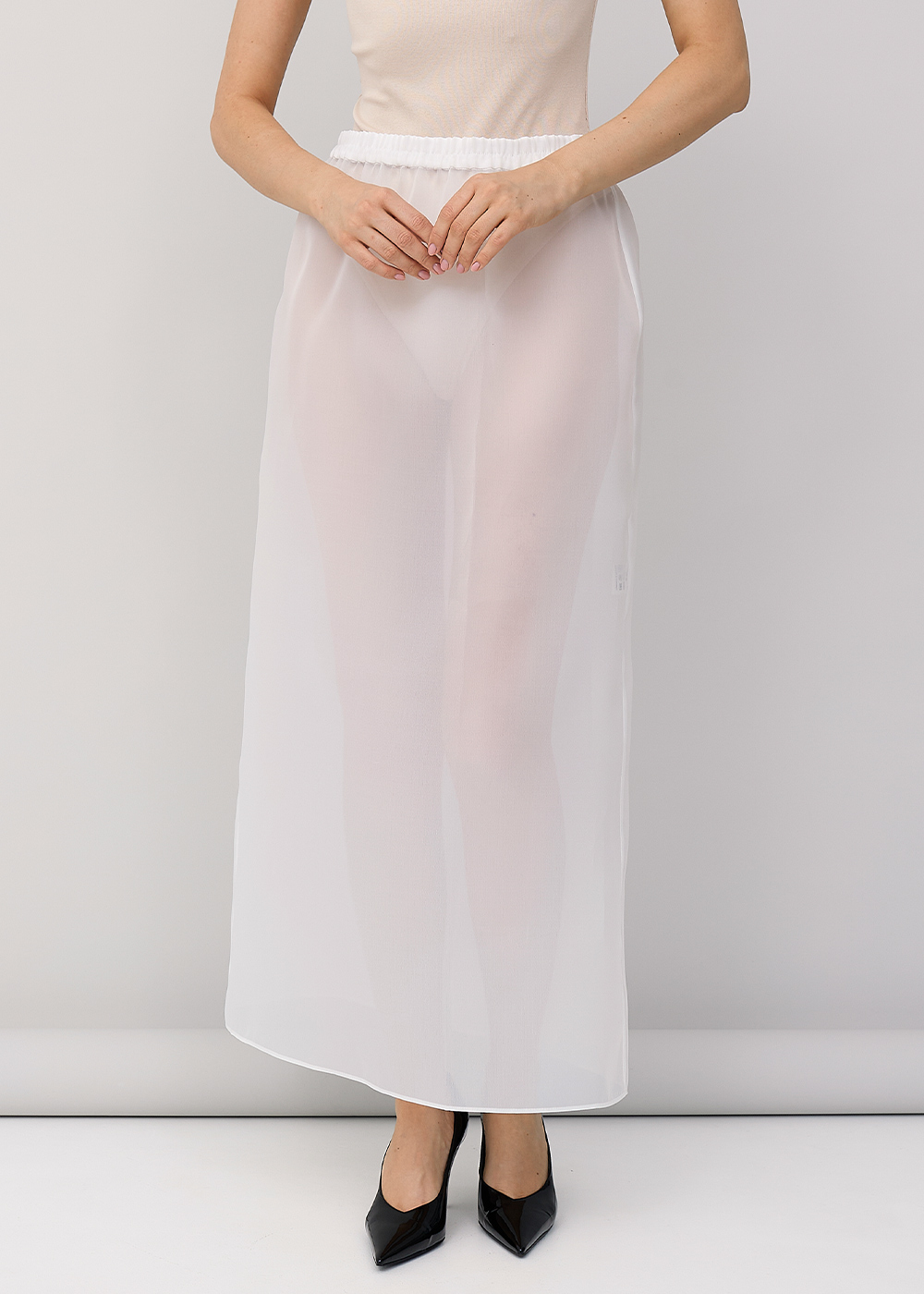 Юбка миди молочная
