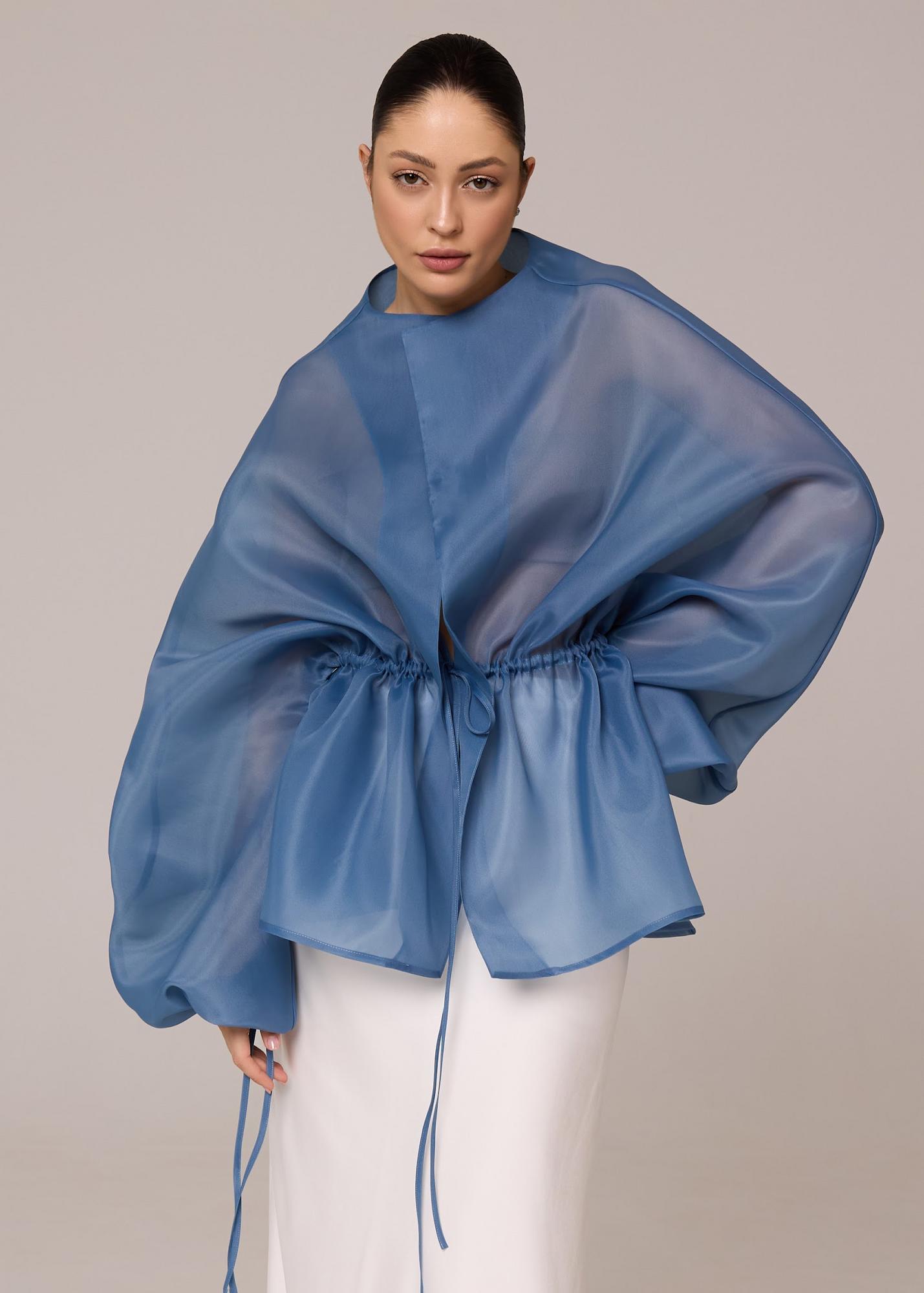 Блуза серо-голубая