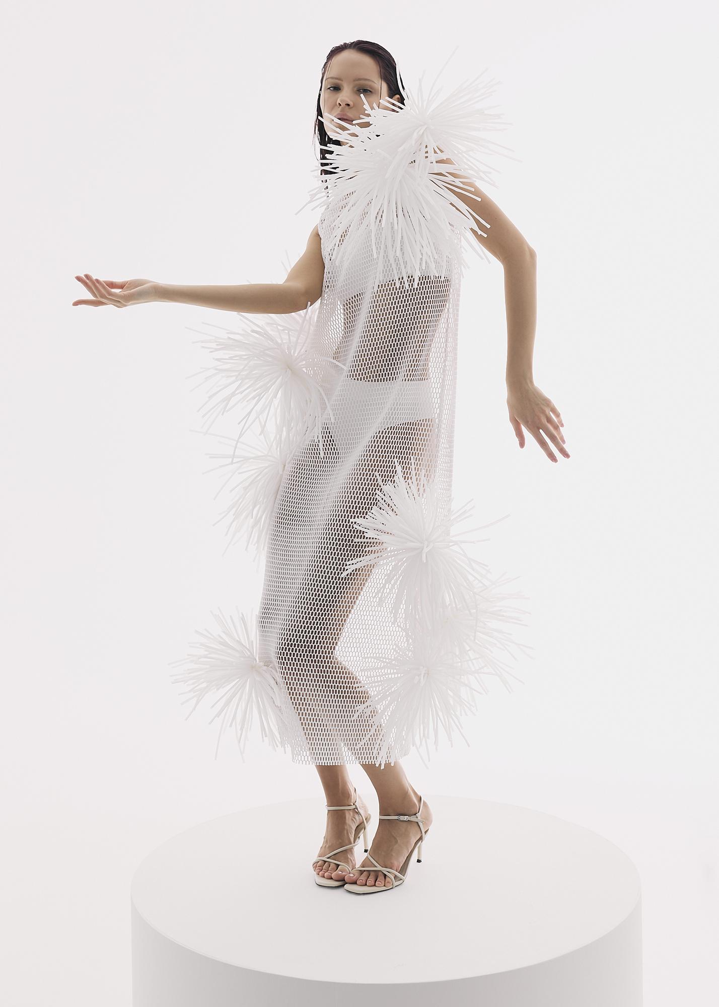 Платье Рифлента, молочное