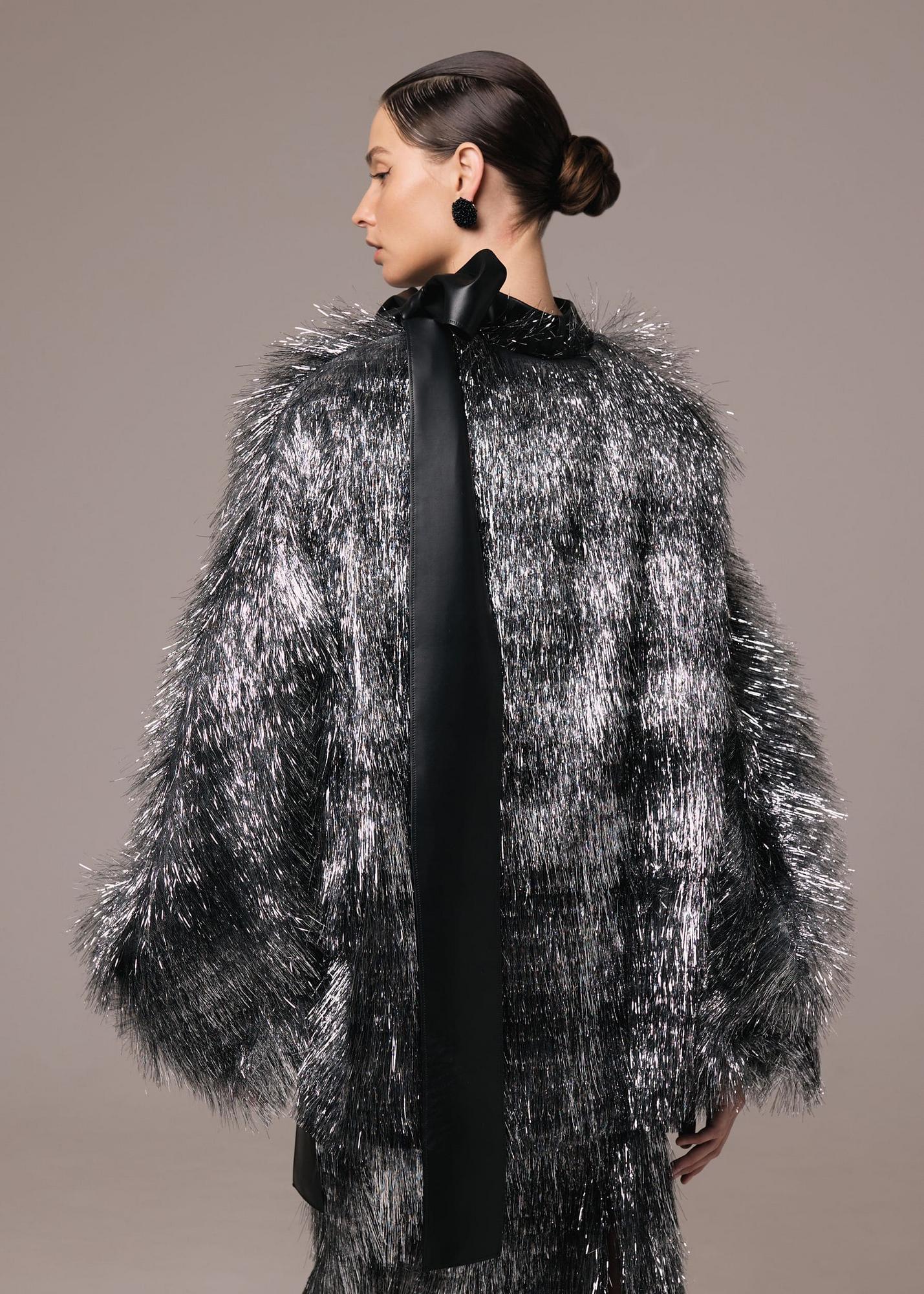 Бомбер из люрекса, серебристый