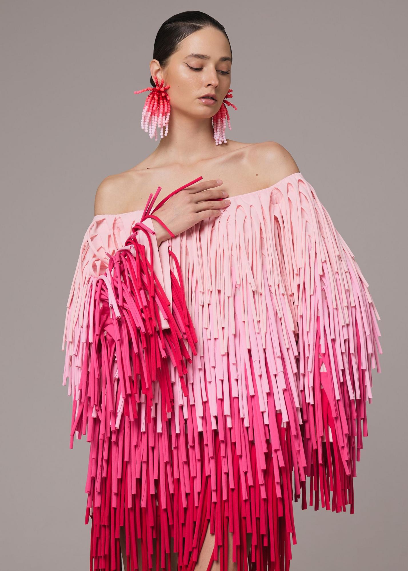 Платье Лотос с переходом цвета, розовое