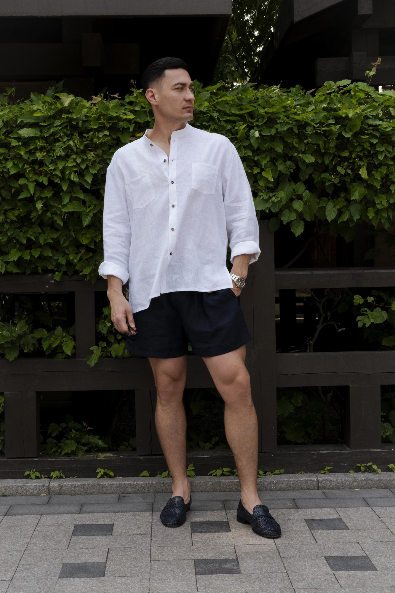 Укороченные шорты изо льна