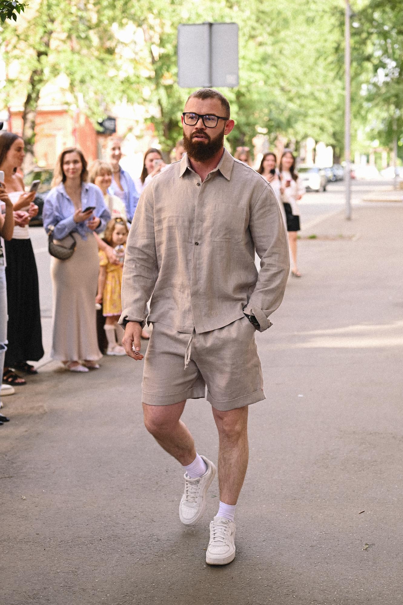 Бермуды изо льна на резинке grey