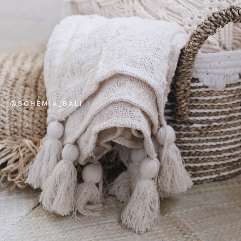 Плед из натуральной ткани ручной работы