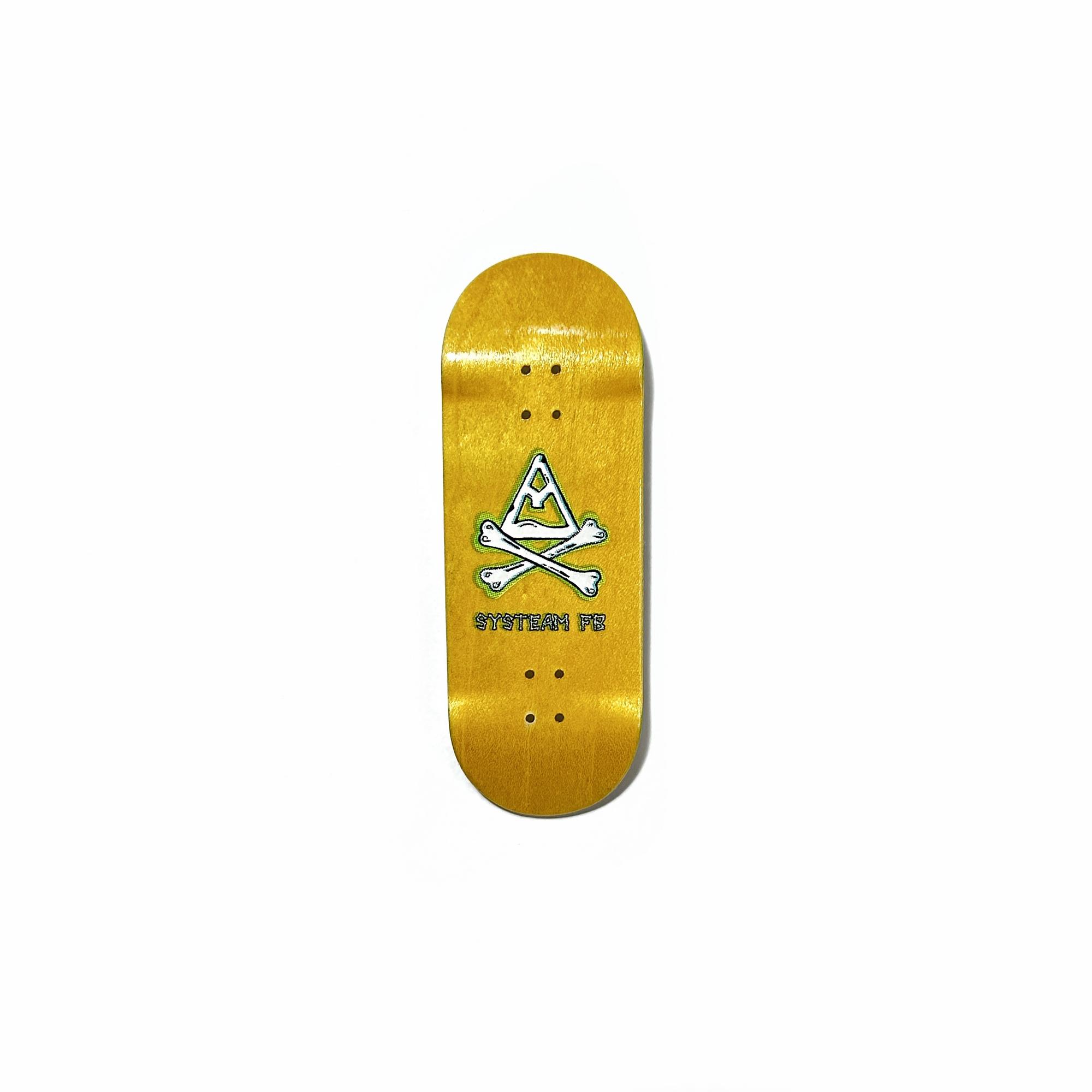 Дека фингерборд Systeam FB - Skeletal nova shape yellow (стираемая графика real wear)