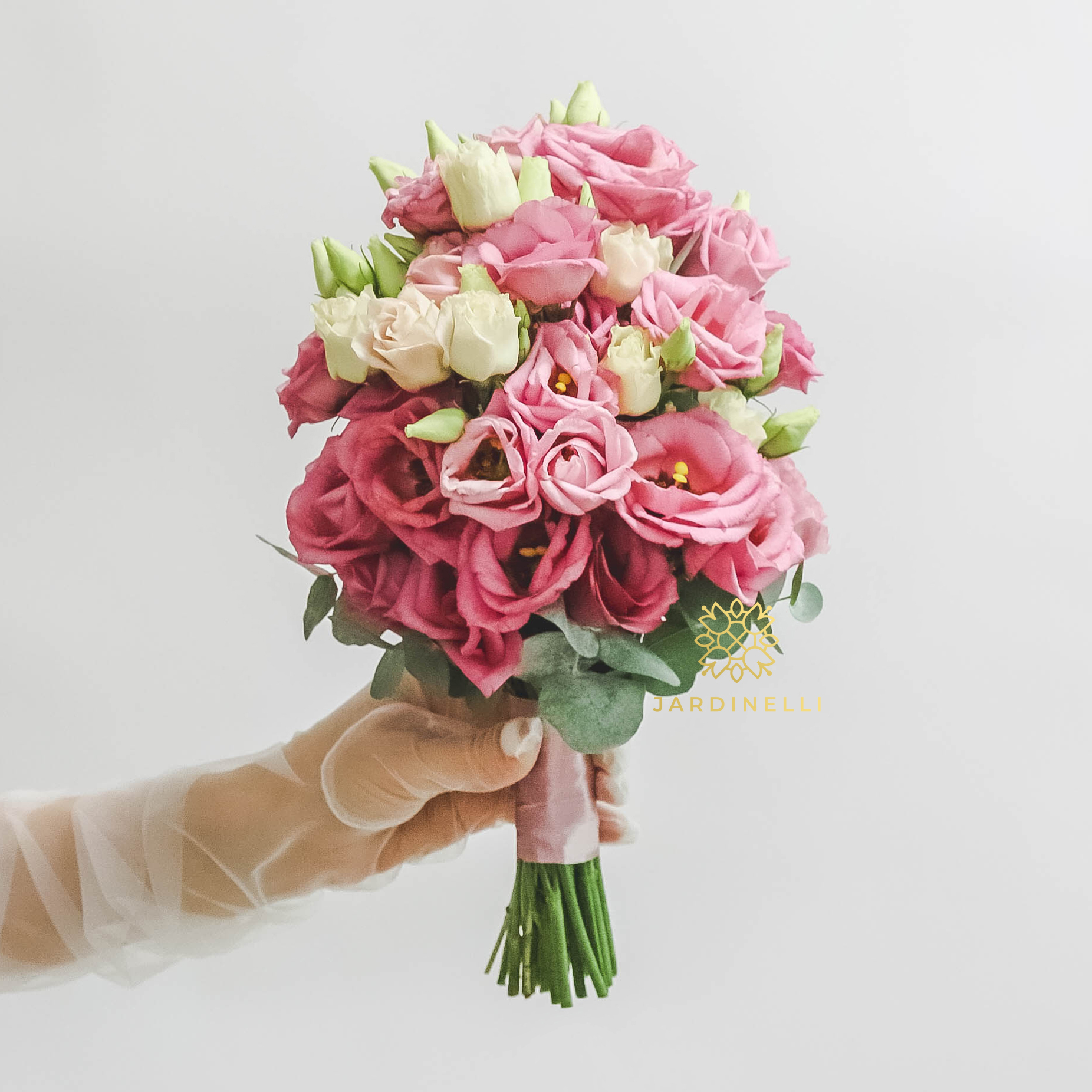 Cвадебный букет из эустомы PINK GREEN