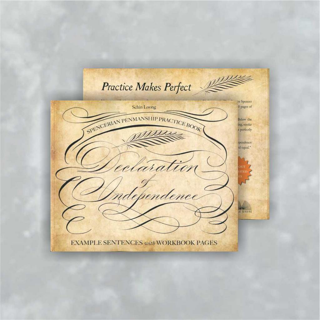 Книга "Spencerian Penmanship Practice Book: The Declaration of Independence: Example Sentences with Workbook Pages". Schin Loong.