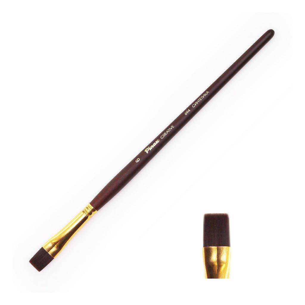 Кисть CREATIVE Синтетика жёсткая  плоская № 6 / Pinax