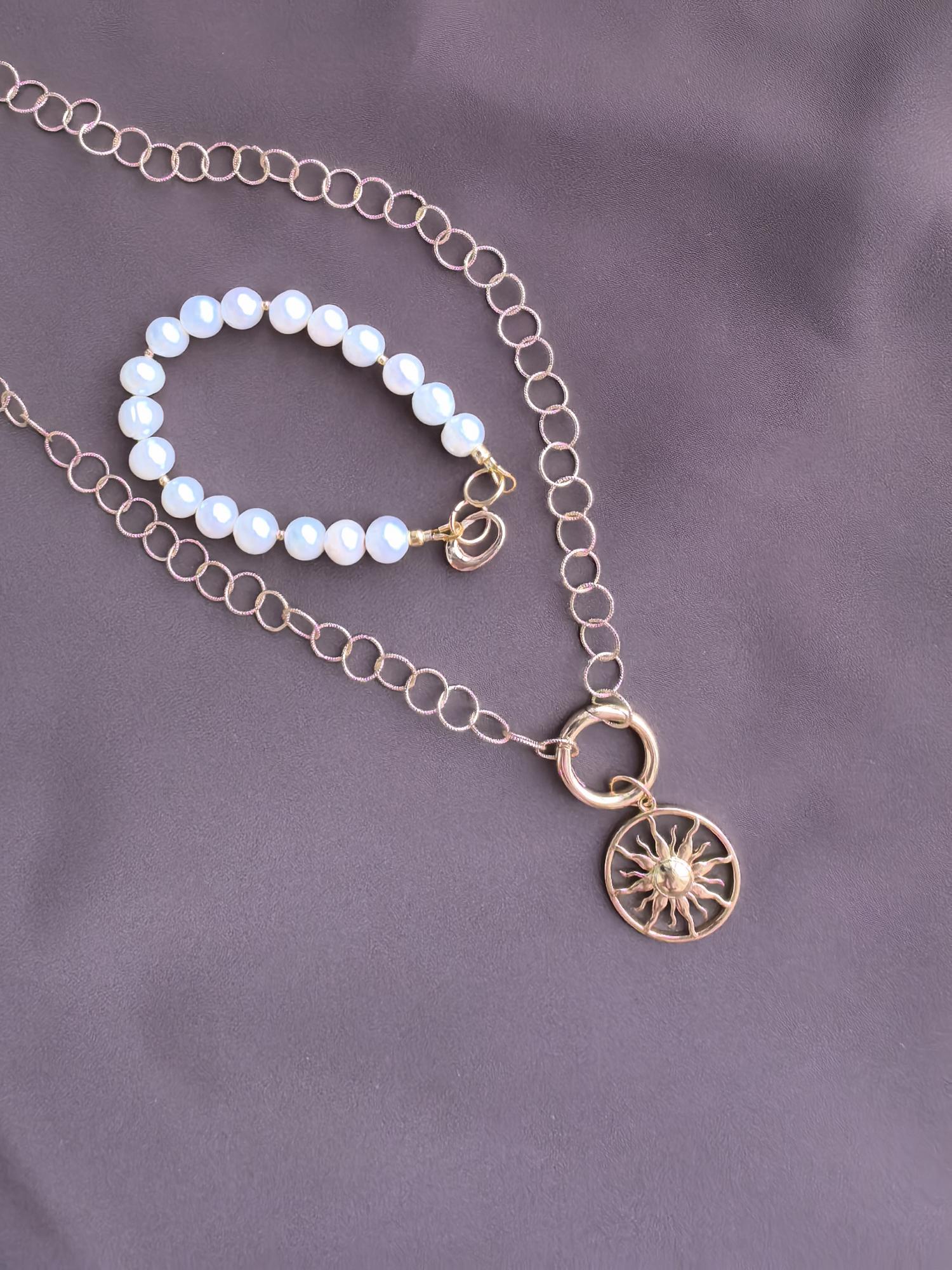 Колье трансформер Sun Pearl, золочение