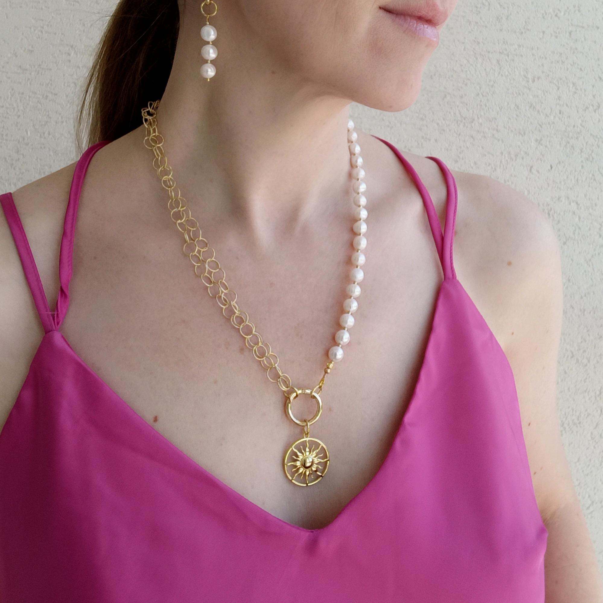 Колье трансформер Sun Pearl, золочение