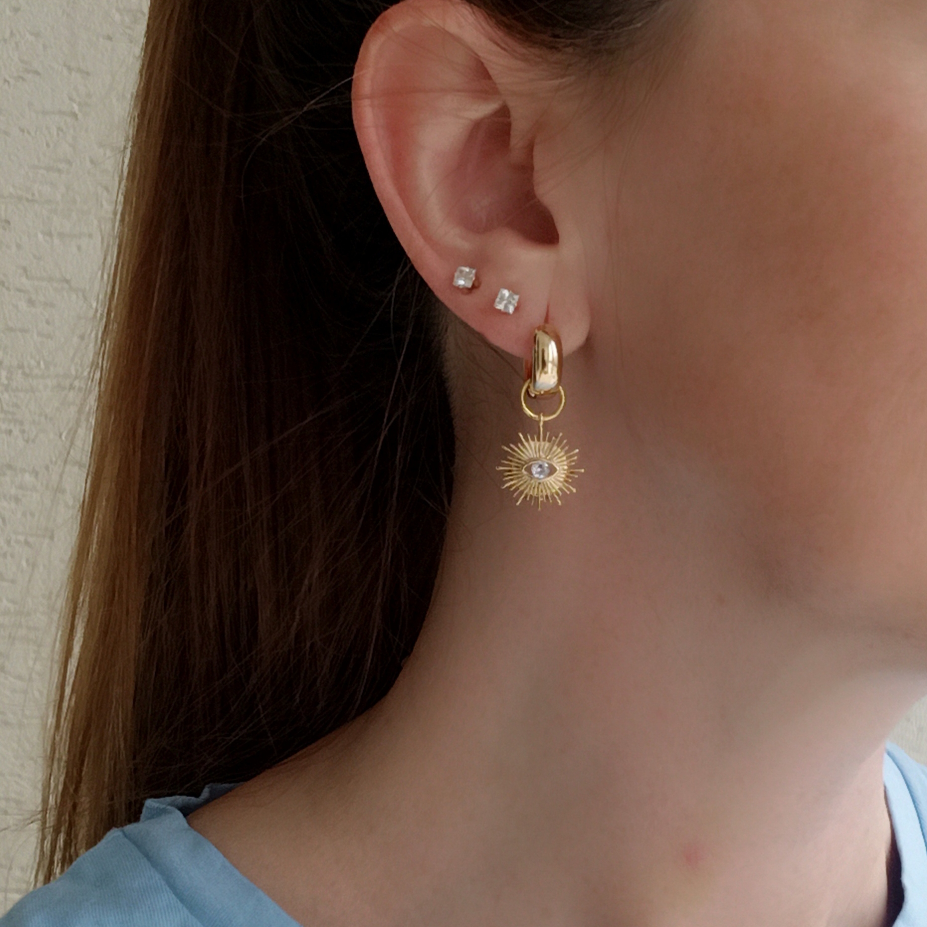 Комплект подвесок Солнечное око, позолота