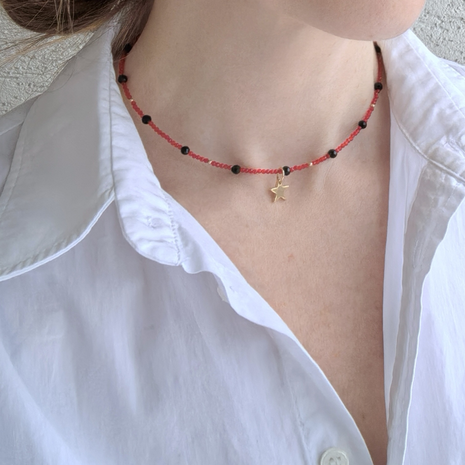 Колье красное Звезда