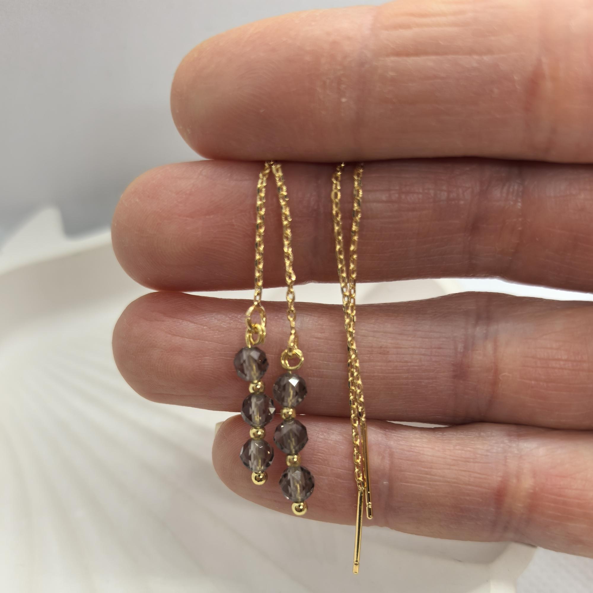 Серьги протяжки Обсидиан