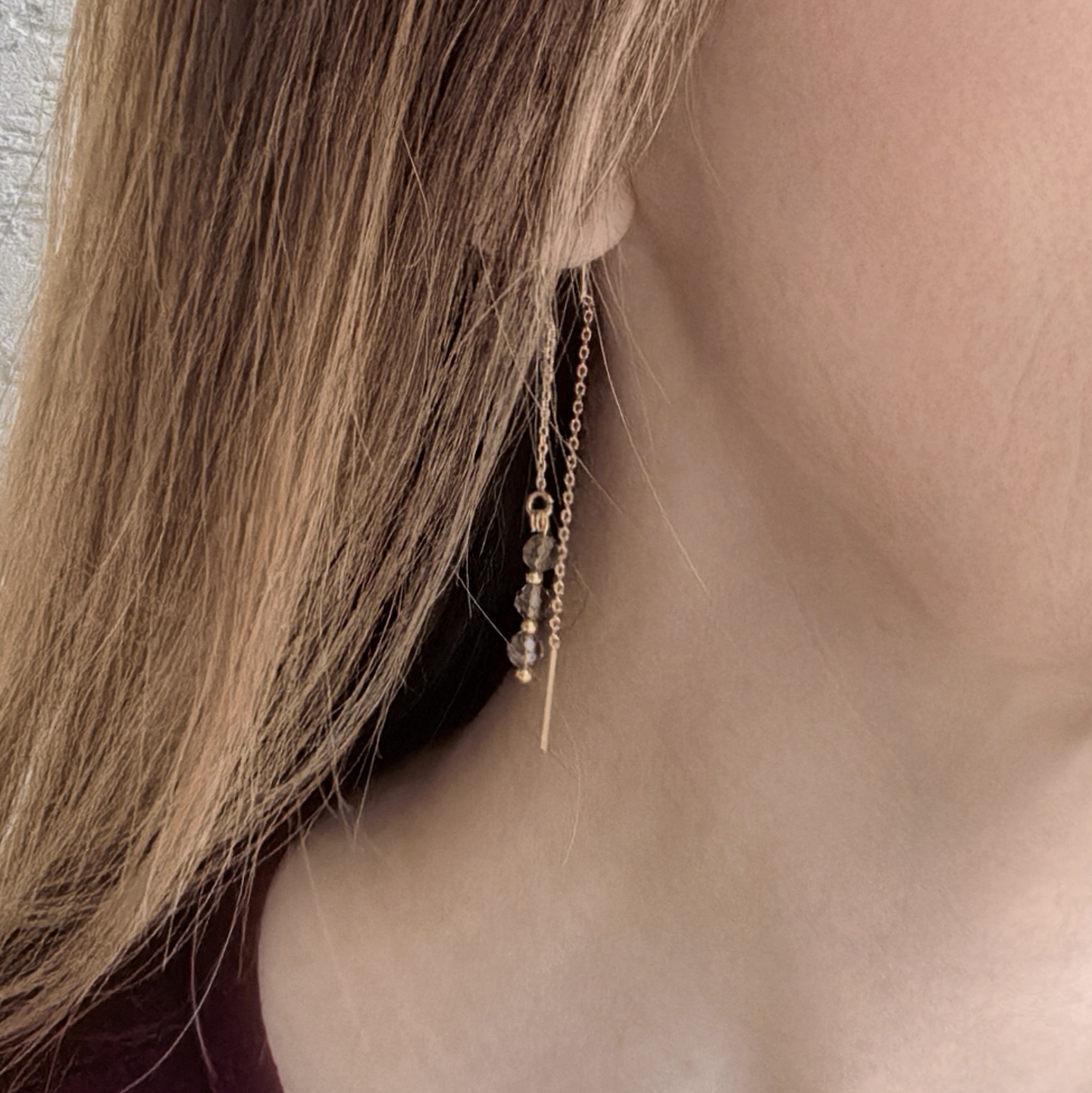 Серьги цепочки обсидиан