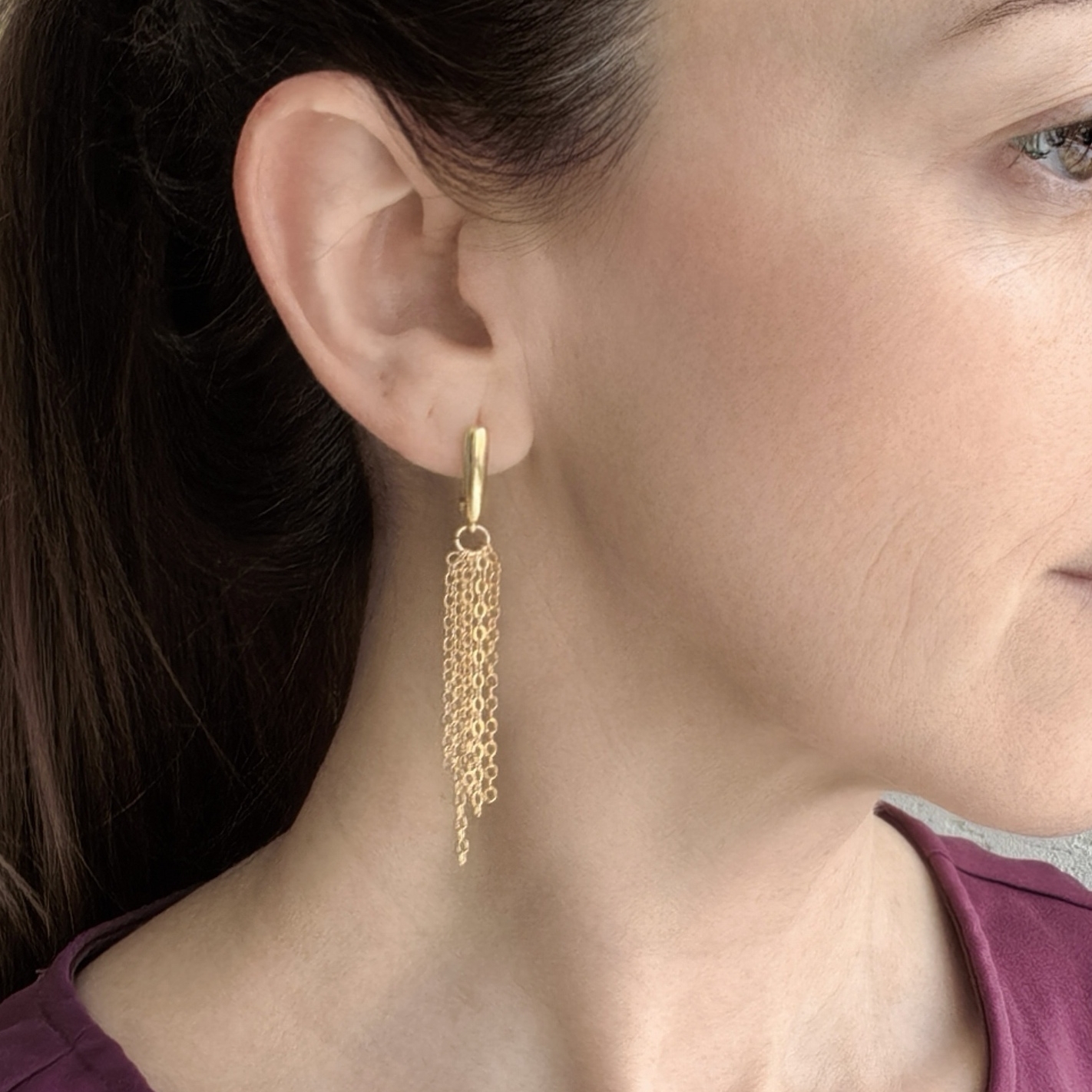 Серьги Дождь золотистые