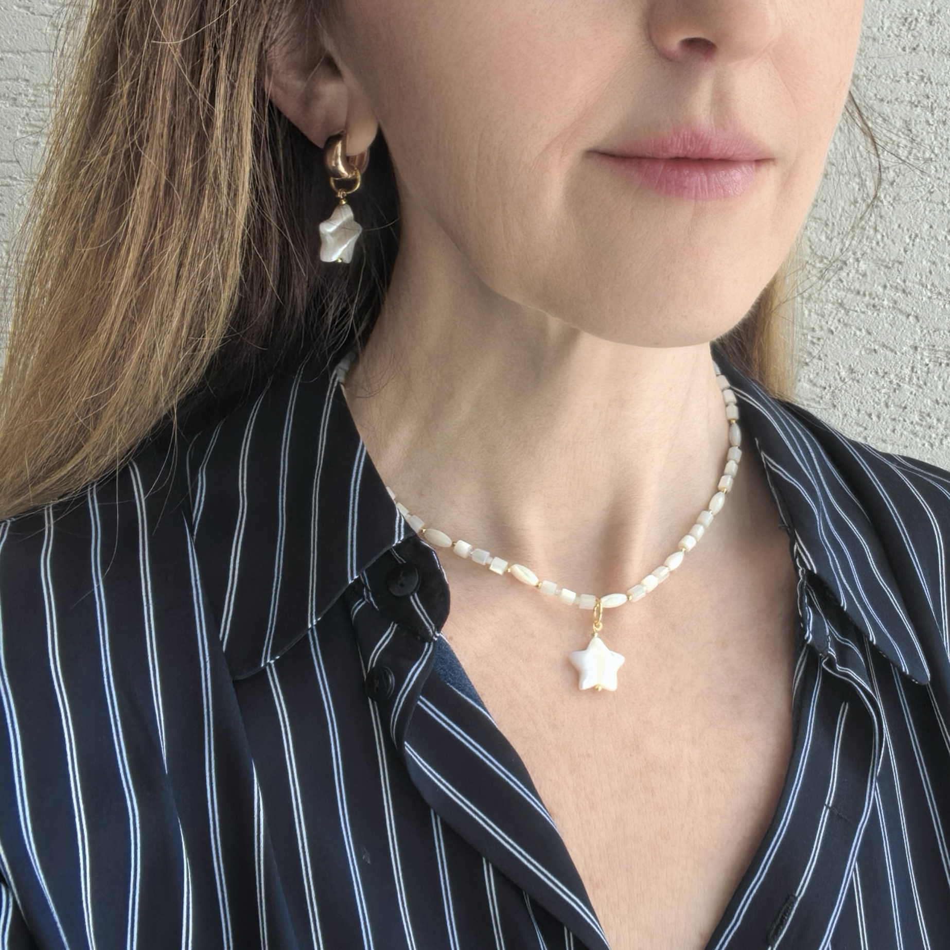 Серьги с перламутром Звезды