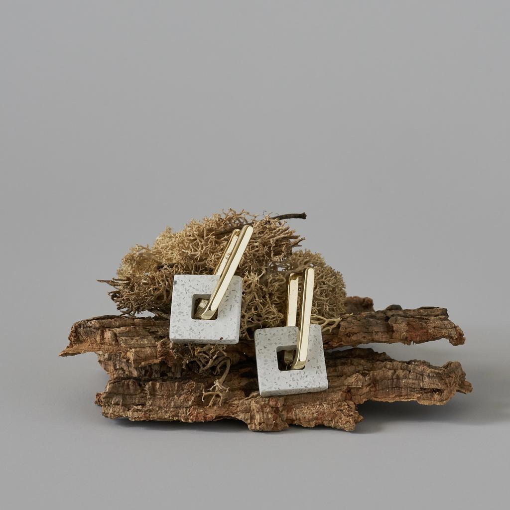 Серьги прямоугольные с квадратными подвесками