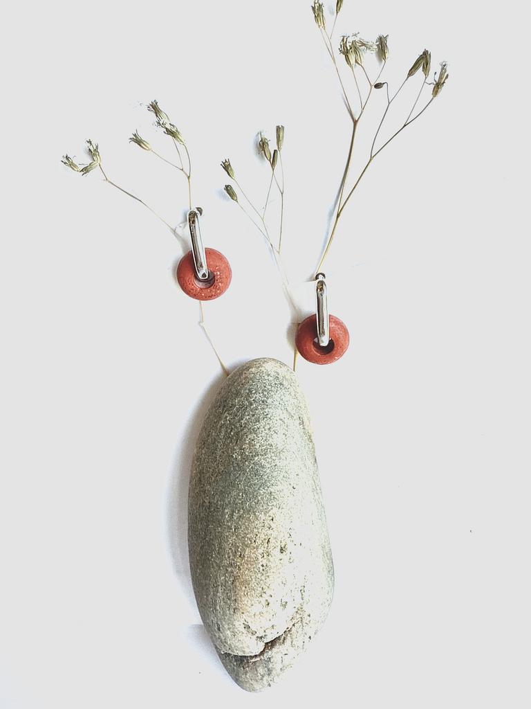 Серьги овальные терракотовые.