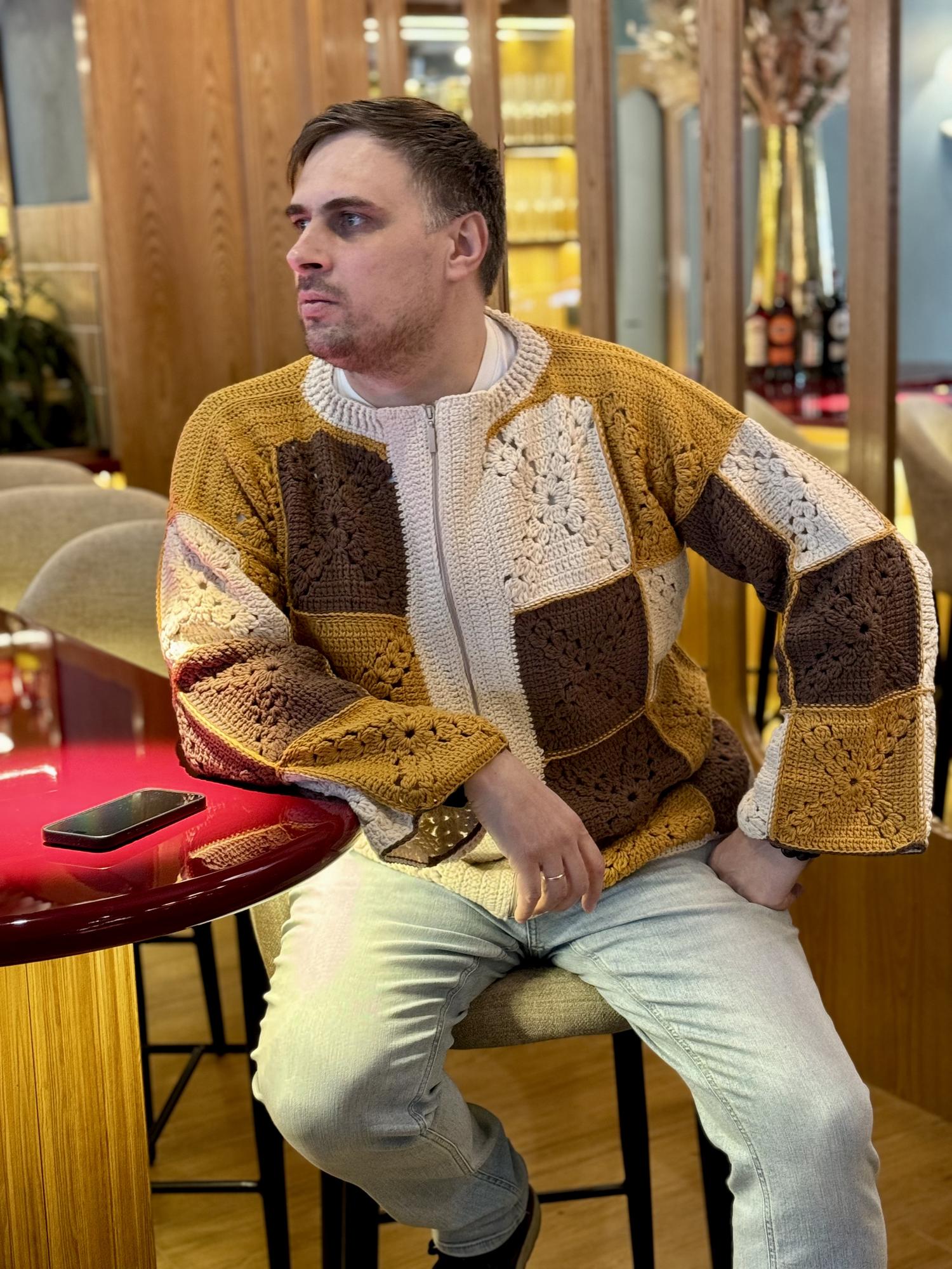 Мужской жакет из квадратов