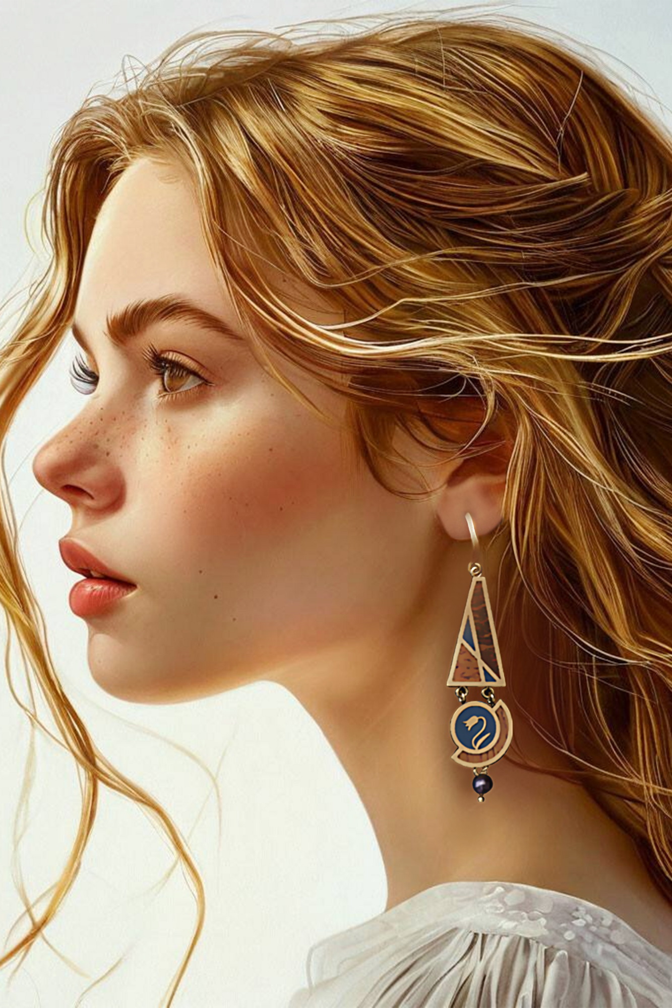 Длинные асимметричные серьги с колокольчиком синие