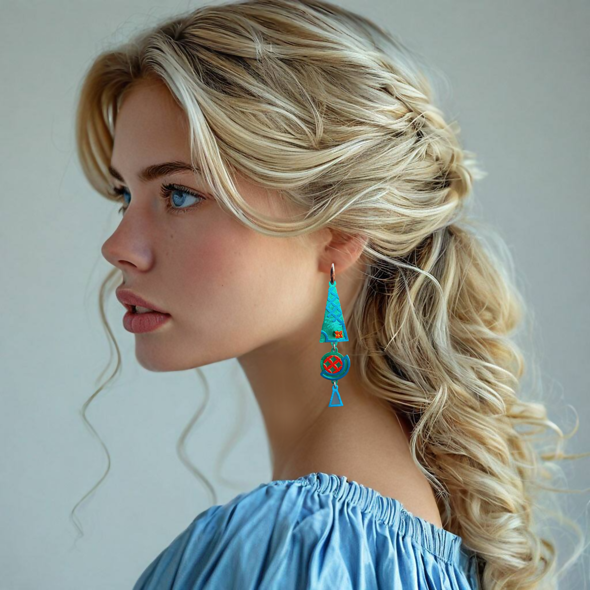 Длинные серьги Мятный лимонад и апельсиновые искры