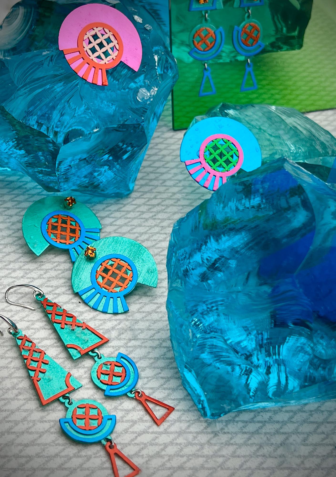 Длинные серьги Клюква и огуречная шипучка