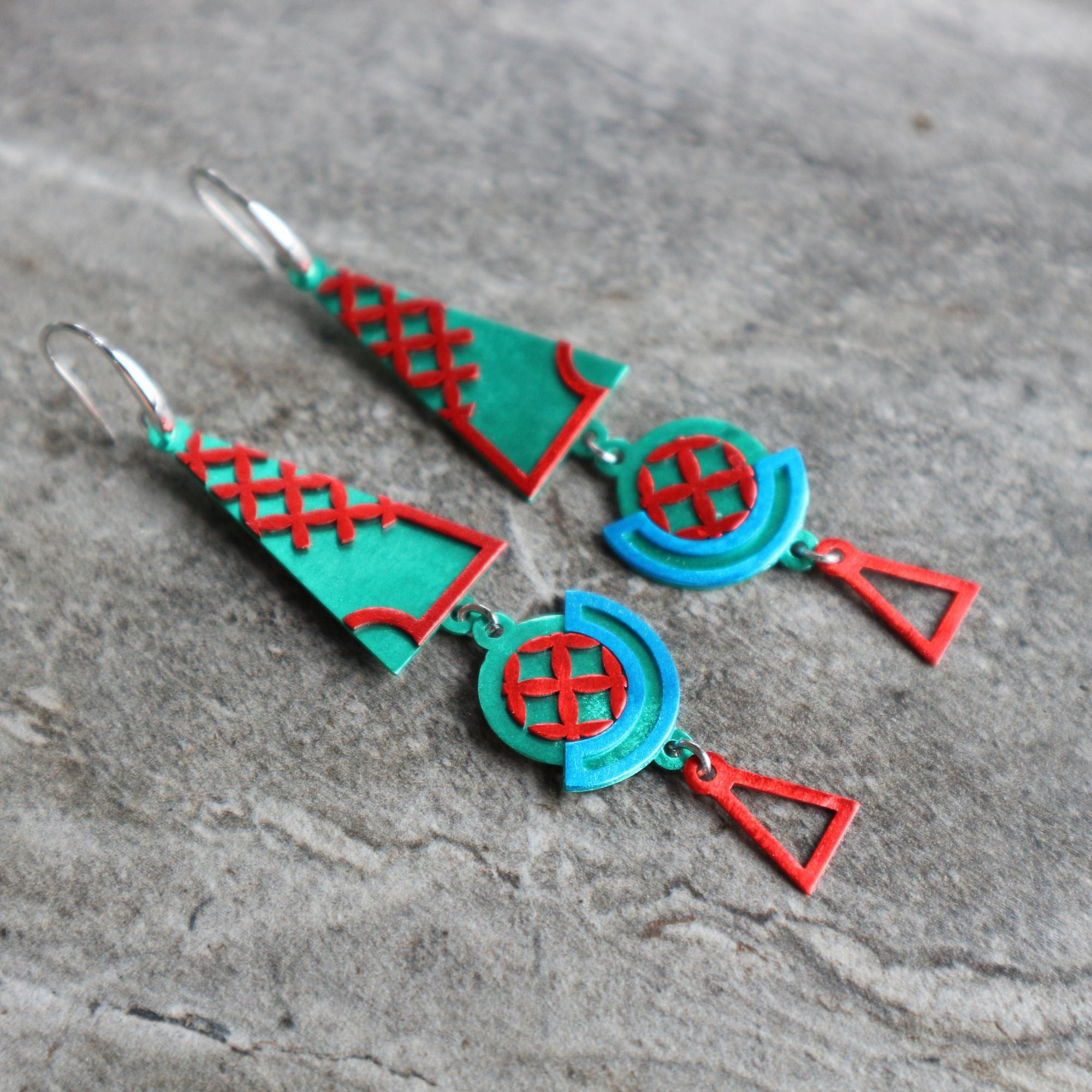 Длинные серьги Клюква и огуречная шипучка