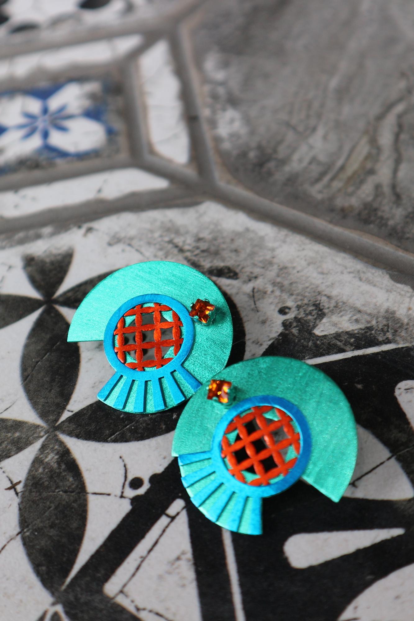 Серьги пусеты Мандарины на льдине