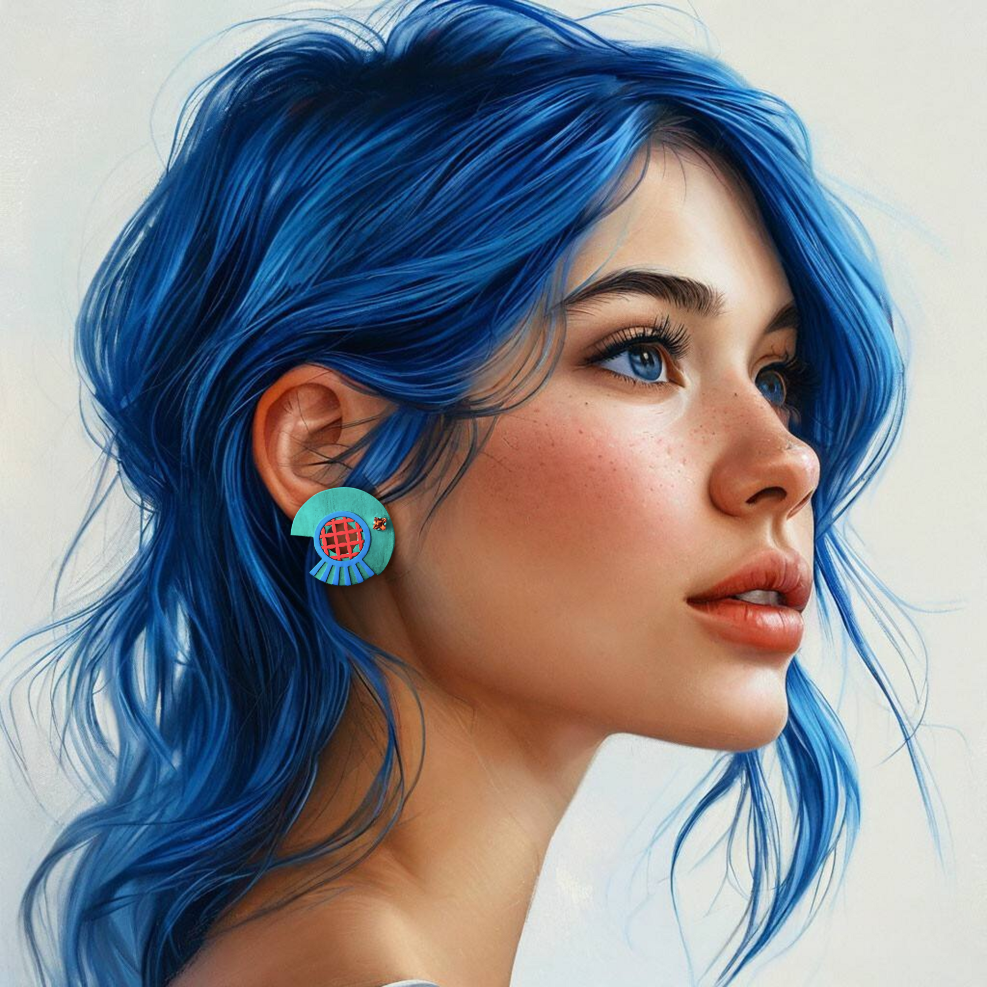 Серьги пусеты Мандарины на льдине