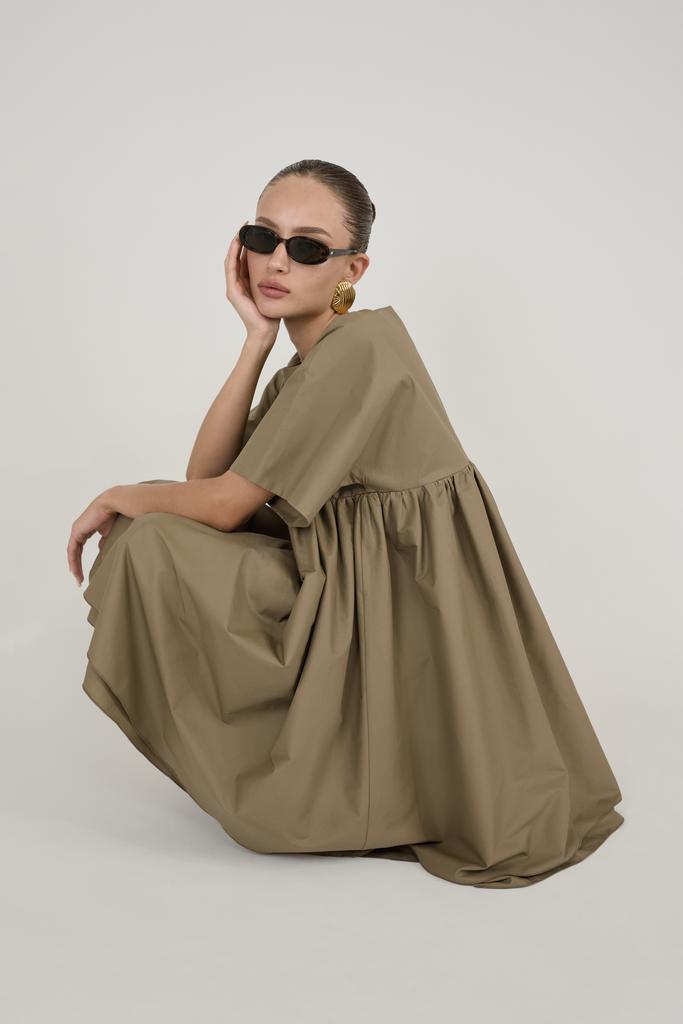 платье объёмное mini khaki