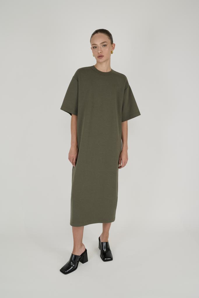 платье basic cotton middle khaki