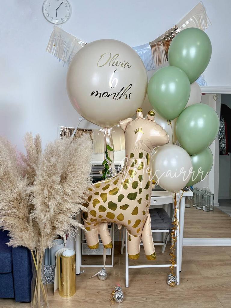 Жирафик и большой бежевый шар