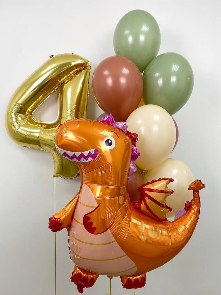 Набор воздушных шаров с оранжевым дракончиком