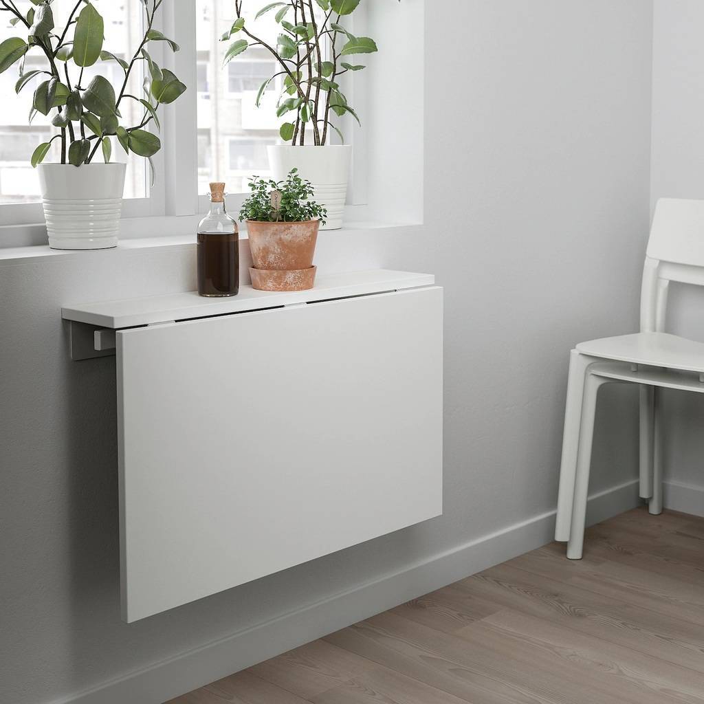 NORBERG IKEA НОРБЕРГ Стол откидной стенного крепежа, белый 74x60 см