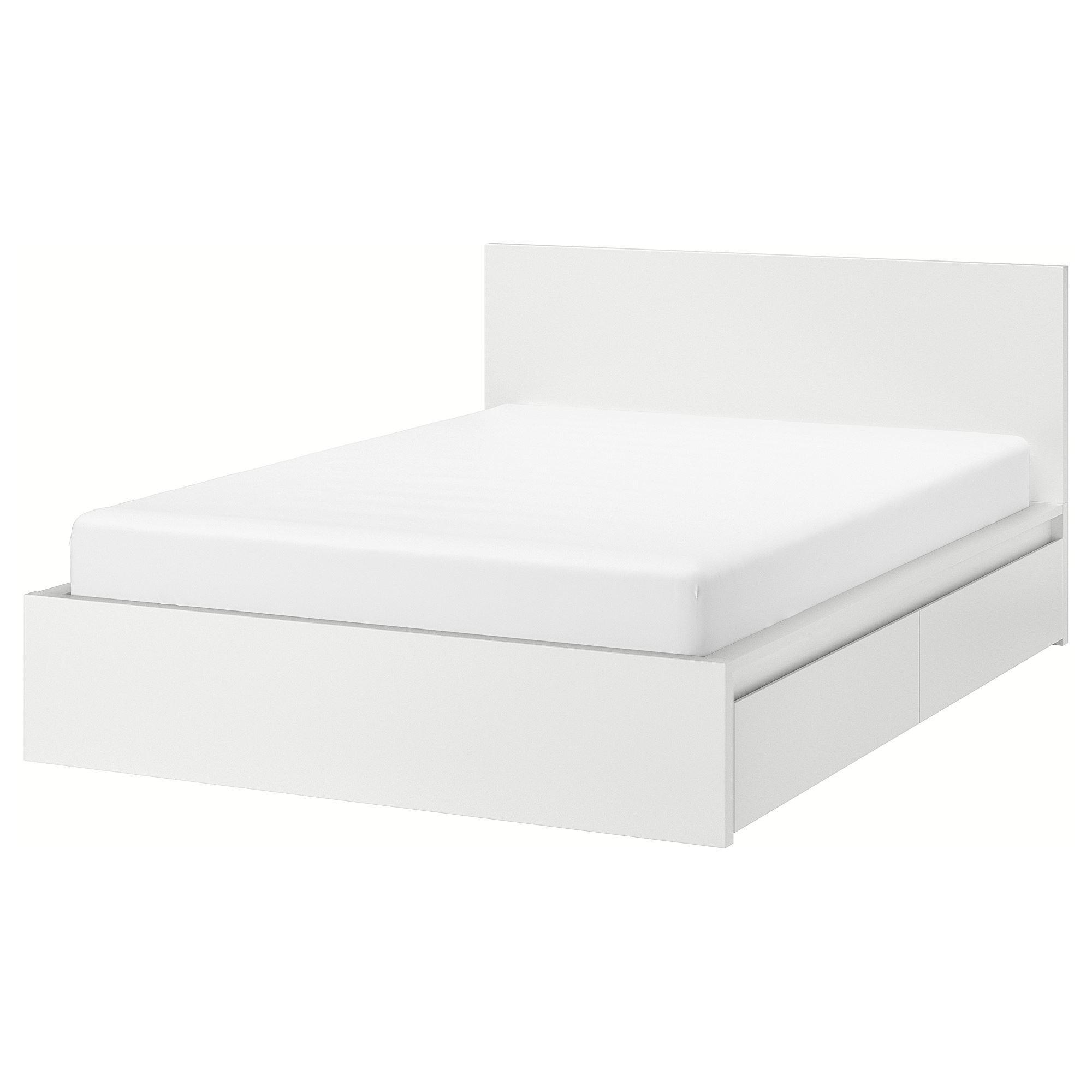 MALM IKEA Каркас кровати с 4 ящиками, белый/Лурой 160x200 см