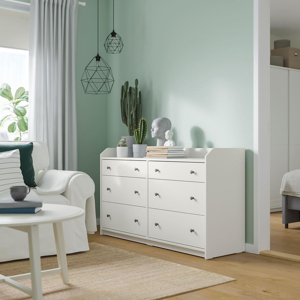 HAUGA IKEA ХАУГА Комод с 6 ящиками, белый138x84 см