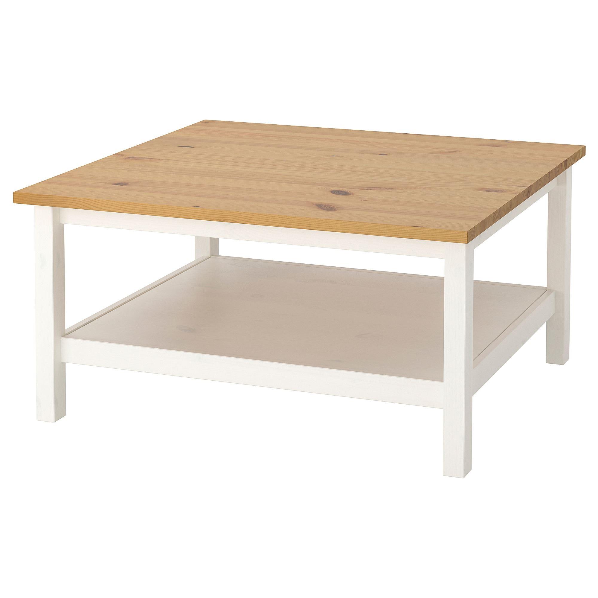 HEMNES IKEA Журнальный стол, белая морилка/коричневый 90x90 см