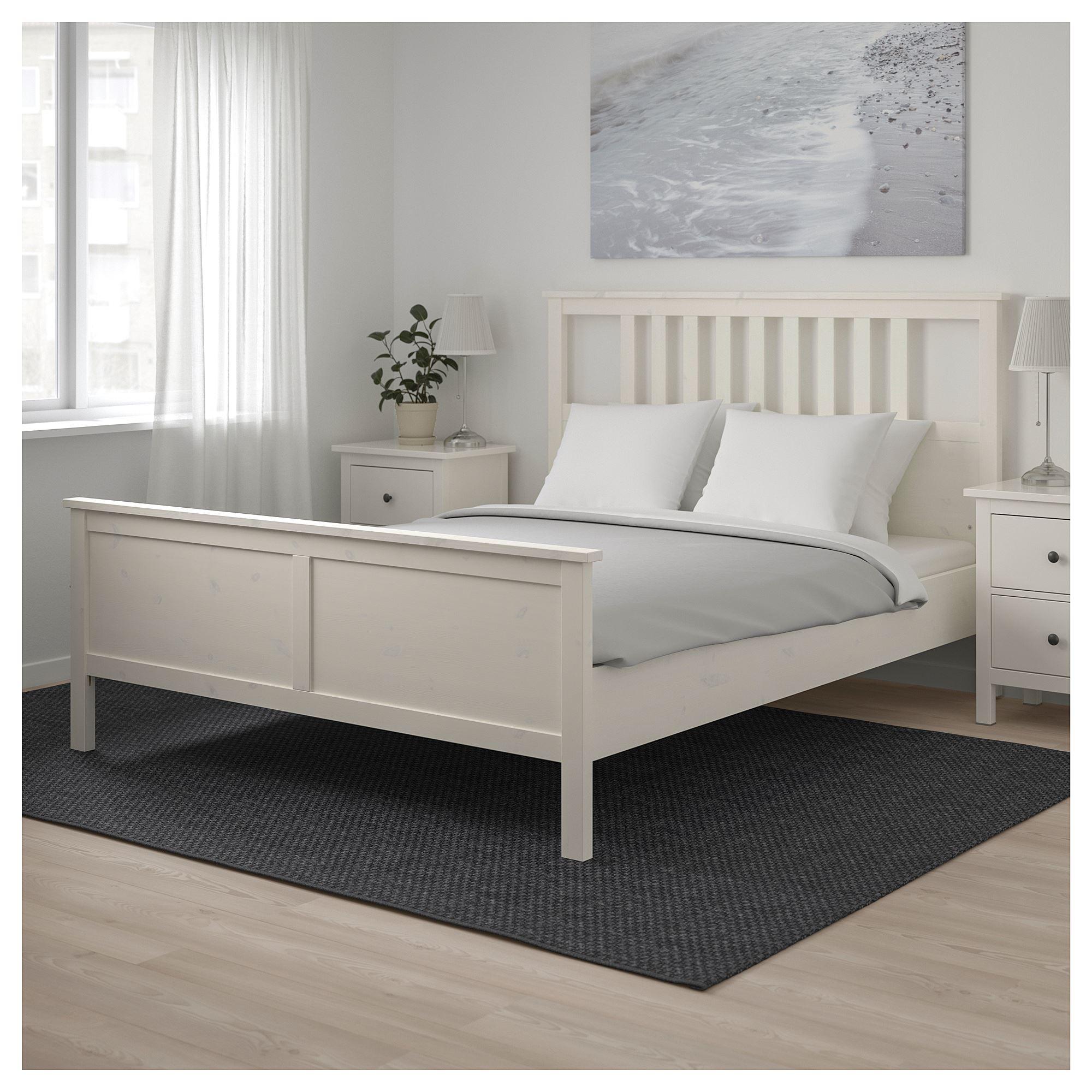 HEMNES IKEA Каркас кровати, белая морилка/Лурой 160x200 см