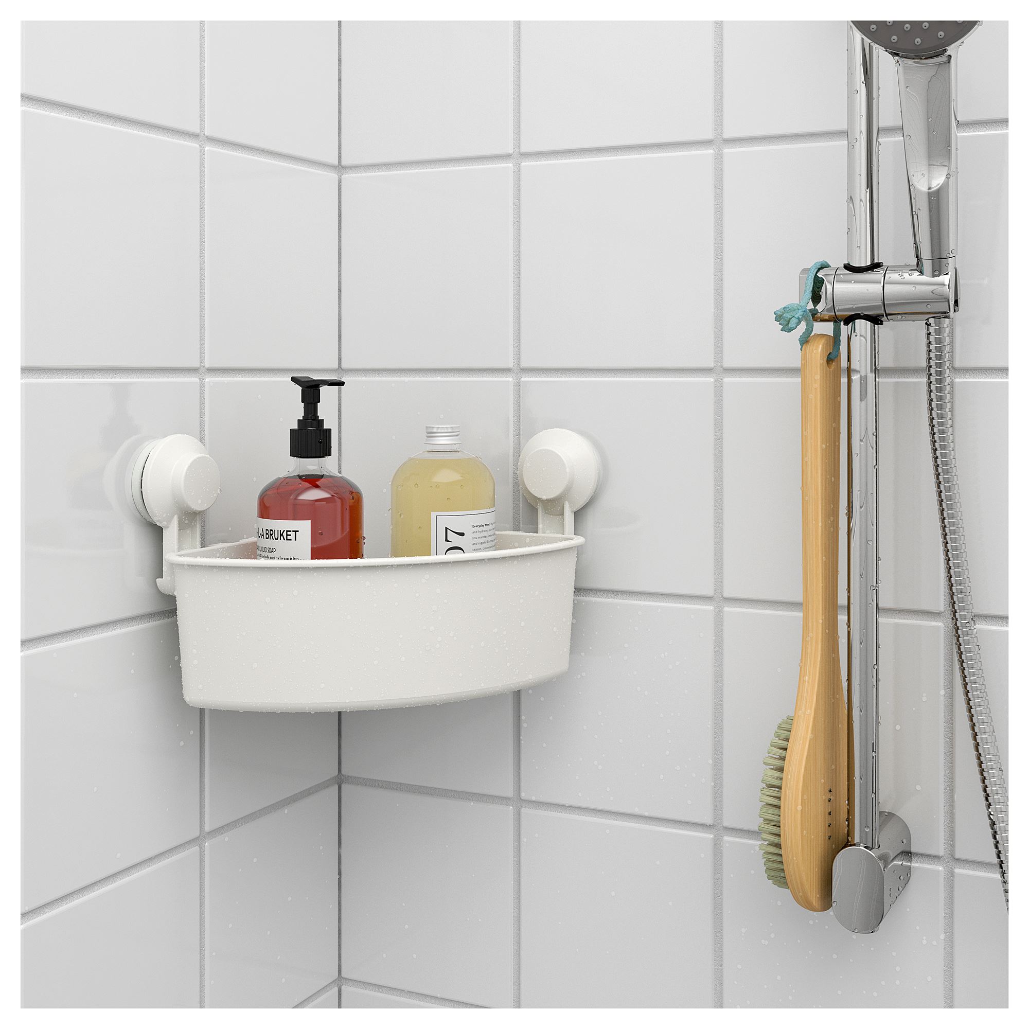 TISKEN IKEA ТИСКЕН Угловая полка на присосках, белый